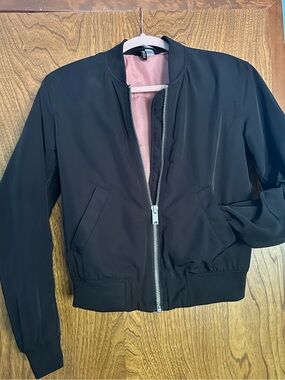 H&M Black Bomber Jacket with Pink Lining